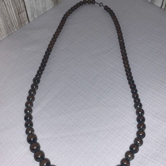 Vintage Korea Graduated Bronze Brass Beads on Chain Necklace 30” - Picture 8 of 10